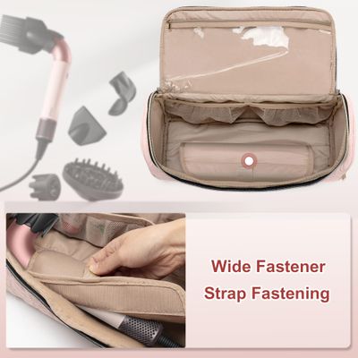 Yarwo Travel Case Compatible with Dyson Supersonic r Hair Dryer, Blow Dryer Carrying Bag with Wide Magic Strap and Multi Pockets Fit for Complete Supersonic Accessories, Dusty Rose