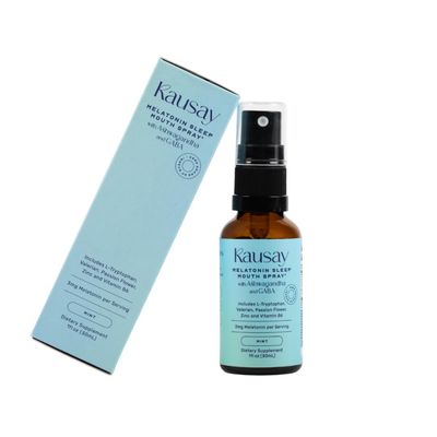 Kausay Melatonin Mouth Spray - Fast-Acting Sleep Support with GABA, Ashwagandha, Valerian L-Tryptophan Sugar-Free Mint Flavor 30ml