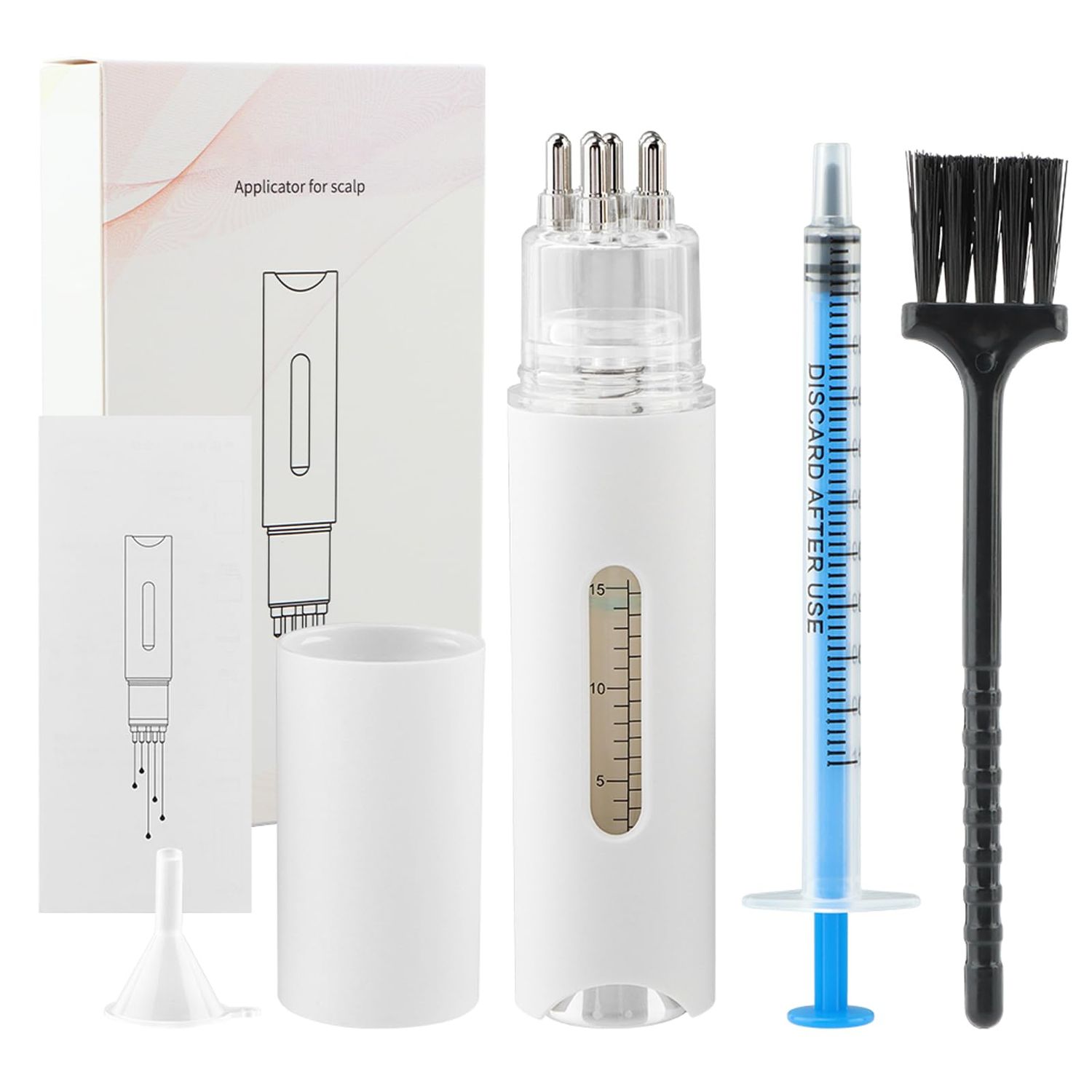 Kakalote Hair Oiling Applicator Scalp Oil Applicator, 15ml With Scale Scalp Massager Root Comb Applicator Bottle Oil Applicator for Hair Dye Hair(white)