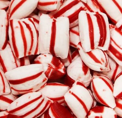 SweetGourmet Striped Peppermint Puffs Mints - Unwrapped Candies, Red and White, Bulk Pack 1 Pound