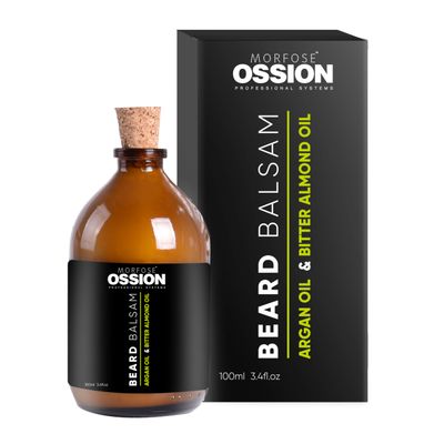 Morfose Ossion Beard Care Balsam, Promotes Healthy Hair Growth, Fuller, Longer and Thicker Beard, Alleviates Itches, Eliminates Beardruff, Enriched with Argan and bitter Almond Oil, 3.4 Ounce