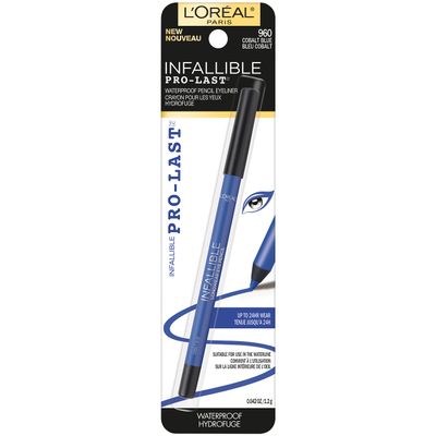 L&#39;Oreal Paris Makeup Infallible Pro-Last Pencil Eyeliner, Waterproof and Smudge-Resistant, Glides on Easily to Create any Look, Cobalt Blue, 0.042 oz.