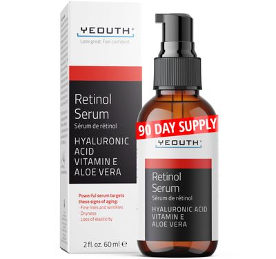 YEOUTH Retinol Serum for Face with Hyaluronic Acid Vitamin E, Hydrating Retinol for Face, Night Serum Suitable for All Skin Types 2oz