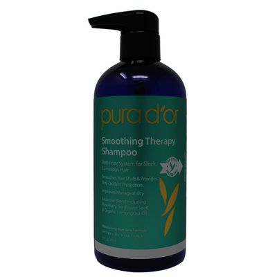 PURA D&#39;OR Smoothing Therapy Shampoo (16oz) Anti-Frizz Straightening Shampoo for Dull, Dry, Brittle Hair (Packaging may vay)