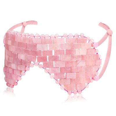 gemshan Quartz Eye Mask, Rose Jade Eye Mask Natural Crystal Sleep Mask, Eliminate Wrinkles Puffiness Headache and Migraine Relief Mask (2-rose quartz)