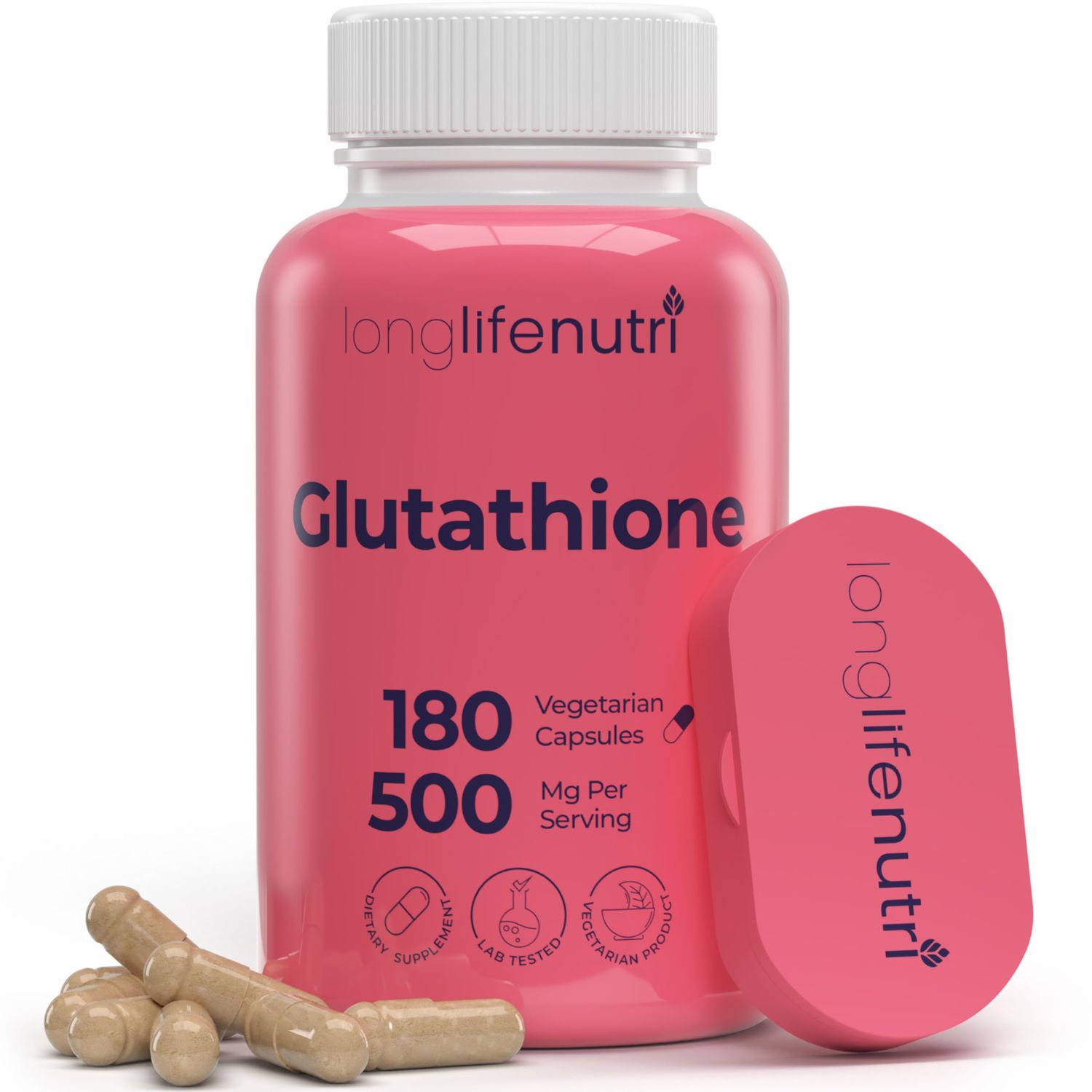 LongLifeNutri Reduced Glutathione 500mg - with White Milk Thistle and Alpha Lipoic Acid, 180 Vegetarian Capsules, Natural Antioxidant, 3-Month Supply, GMP Certified, Made in USA