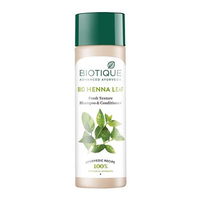 Biotique Bio Henna Leaf Fresh Texture Shampoo Conditioner 120ml 4.05 Oz. I Increase Gloss, Hydration, Shine I For Rich Dark Tones Hair - All Hair Types