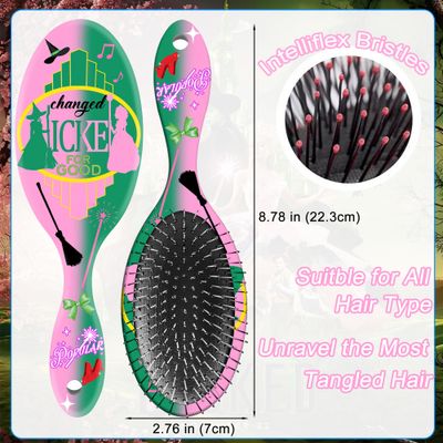Hair Brush and 2 Scrunchies Set for Girls, Soft Bristles Brush for Women Girls, Ideal Hairbrush for All Hair Types, Wet Dry Damaged Hair, Adults Children
