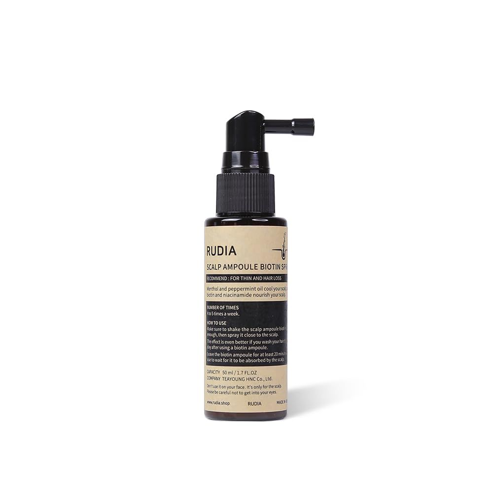 Biotin Collagen Hair Ampoule Spray for Volumizing Hair. Serum for Preventing Hair Loss, Thick Growth, Nourishes Scalp. Cooling Down Scalp 1.7 fl.oz