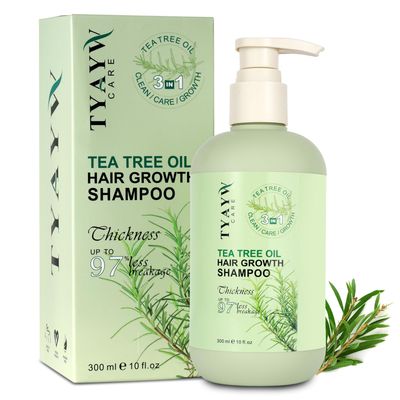 Tea Tree Shampoo, Hair Growth Shampoo, Tea Tree Oil for Hair Growth, Biotin Shampoo With Rosemary, Hair Loss Shampoo for Thinning Hair and Hair Loss, For All Hair Types 10 FL OZ
