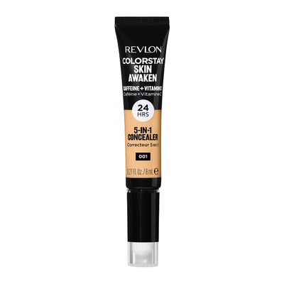Revlon ColorStay Skin Awaken 5-in-1 Concealer, Lightweight, Creamy Longlasting Face Makeup with Caffeine Vitamin C, For Imperfections, Dark Circles Redness, 001 Universal Neutralizer, 0.27 Fl Oz
