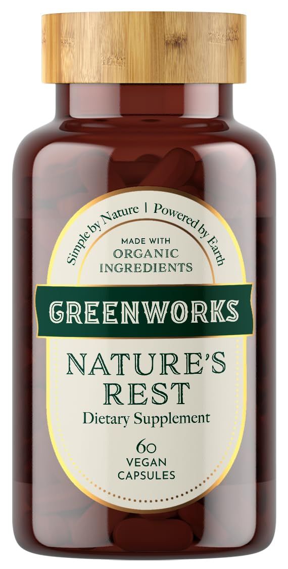 Greenworks Nature&#39;s Rest - Advanced Daily Sleep Support with Valerian, Chamomile, Passionflower, Ashwagandha, Lavender, Lemon Balm, Hops Flower Jujube Seed - Organic, Vegan, Non-GMO (30 Servings)