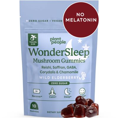 Plant People WonderSleep Mushroom Gummies Supplement Mini with Reishi Super Mushrooms, Saffron, Wild Elderberry Flavor No Sugar Vegan-Friendly Gluten-Free Trial Size