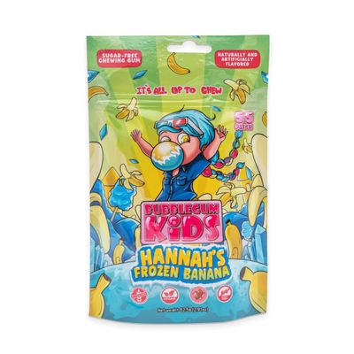 Bubblegum Kids Sugar Free Gum - For Kids and Adults - Vegan Friendly - Retro, Parent Approved Bubble Gum with Burst of Sweet Flavor - Hannah&#39;s Frozen Banana (Banana Flavor)