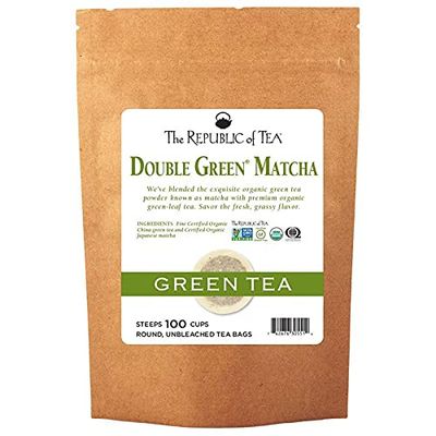 The Republic of Tea - Organic Double Green Matcha Tea Super Refill - 100 Tea Bags