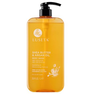 Luseta Shea Butter Argan Oil Body Wash for Hydrating, Nourishing Softening, for Daily Moisture, Smoothness Gentle Cleanse for Dry and Dehydrated Skin, Sulfate Paraben-Free 33.8oz