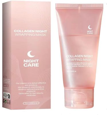 Hydrating Collagen Face Mask - Peel-Off Mask with Hyaluronic Acid Niacinamide for Smooth, Glowing Skin, Overnight Mask Korean Skin Care (with brush), 2.53 fl oz