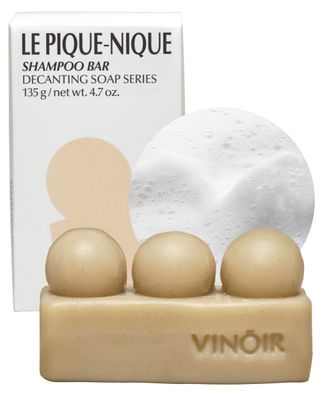 VINOIR Decanting Shampoo Bar LE PIQUE-NIQUE - Biotin Scalp Massager Cleansing Soap with Rich Bubbles - Nourishing Healthy Glow Hair - Citrus Green Apple Scent, 3.5oz.