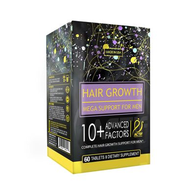 ACTIF Hair Growth for Men Mega Support 10, Non-GMO, Stops 99 Hair Loss, Made in USA, 60 Count