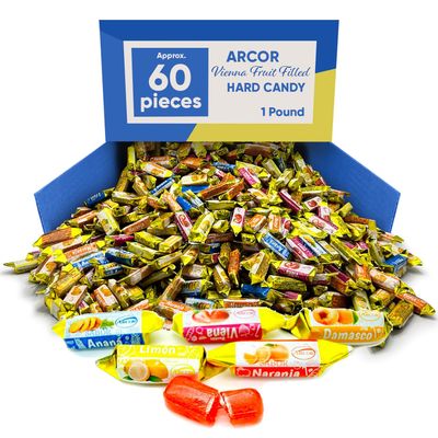 Vienna Fuit Flavor 1 Pounds Approx 60 pieces- Sweet Crunchy Hard Candy Individually Wrapped - Perfect for Parties - Weddings - or Birthdays