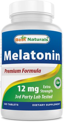 Best Naturals Melatonin 12 mg (1 Year Supply) - Drug-Free Nighttime Sleep Aid - Melatonin for Sleep and Relaxation, 365 Count (365 Count (Pack of 1))