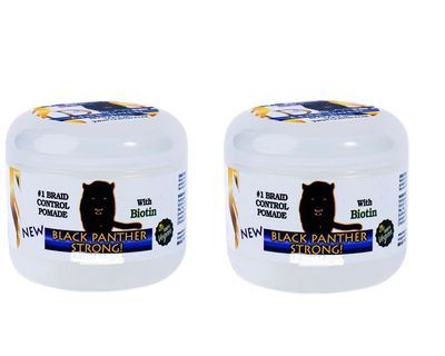 Black Panther Vegan Edge Braid Control Pomade With Biotin, For Braids, Locs N Twists, Edge Control, Strong Flexible Hold, All Hair Types, (2 pc Pack) 1 oz