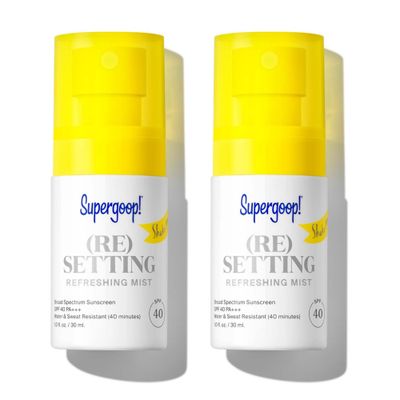 Supergoop! (Re setting Refreshing Mist - 1 fl oz, Pack of 2 - SPF 40 PA Facial Mist - Sets Makeup, Refreshes UV Protection Helps Filter Pollution - Light, Natural Scent