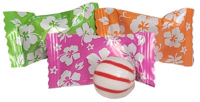 PEPPERMINTS 100 Count Wrapped in LUAU Colored and Themed Candy Wrapper - Hawaiian Candy