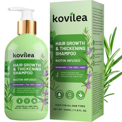 Rosemary Biotin Hair Growth Shampoo for Women Men, Natural Thickening Regrowth Formula, Tea Tree Mint Strengthening Shampoo with Castor Oil - For Thinning Hair, Hair Loss, All Hair Types 10.1 Oz