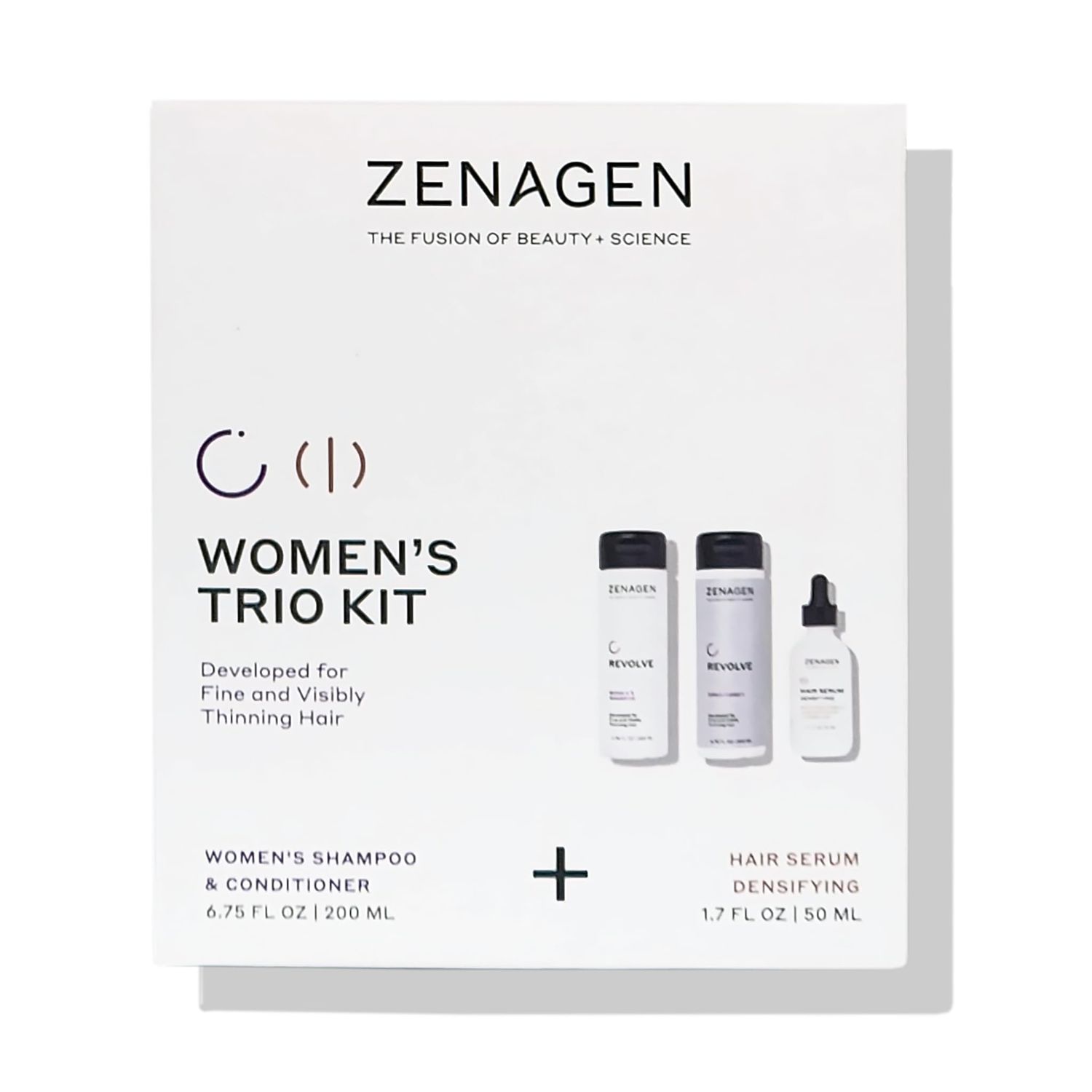 ZENAGEN Revolve Women&#39;s Trio Kit Shampoo Conditioner Densifying for Fine Visibly Thinning Hair, Supports Hair Strength Growth, 1 ea