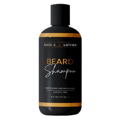 BASK LATHER Beard Shampoo for Men, Beard Wash Gently Deep Cleans and Removes Buildup for All Hair Types, Conditioning Hydrating Beard Care with Natural Ingredients, Sulfate Free, 6 fl oz