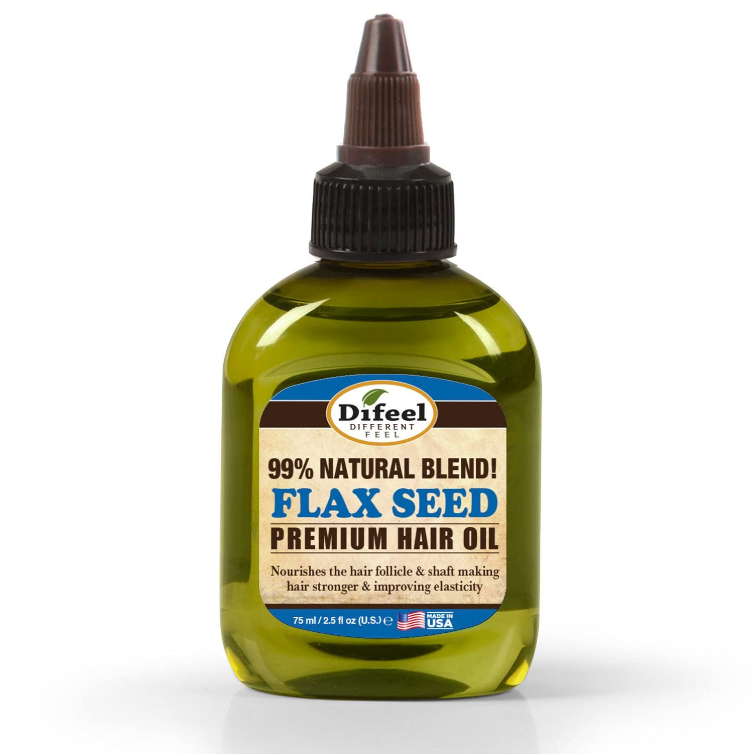 Difeel Premium Natural Hair Oil - Flax Seed Hair Oil 2.5 oz. - Strengthening Moisturizing Hair Oil Treatment