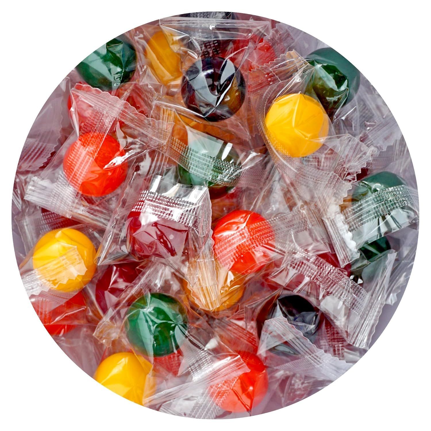 Assorted Fruit Flavored Jawbreakers - Individually Wrapped Jaw Breakers Hard Candy - Long-Lasting Jawbreakers Candy with Layers of Vibrant Fruity Flavors - Perfect for Sharing