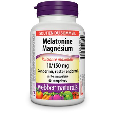 Webber Naturals Melatonin Magnesium 10150 mg Maximum Strength, 60 Tablets