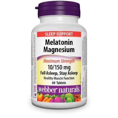 Webber Naturals Melatonin Magnesium 10150 mg Maximum Strength, 60 Tablets