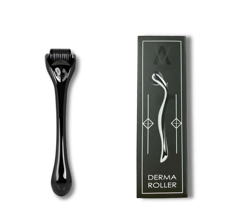 Derma Roller 0.25mm Microneedle Roller for Face, Beard, Scalp - Microneedling Roller for Skin Care, Hair Growth, Derma Stamp for Women Men, Micro Needle Roller for Glowing Skin Beard Growth