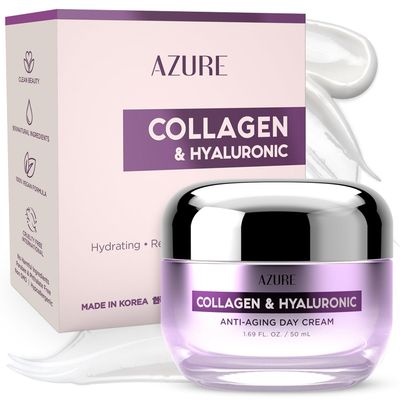 Azure Dermatologist Tested Collagen Hyaluronic Acid Face Moisturizer - K Beauty - Anti-Aging Cream for Wrinkle Repair Deep Hydration Face Cream - Korean Skincare - All Skin Type 1.69 fl oz