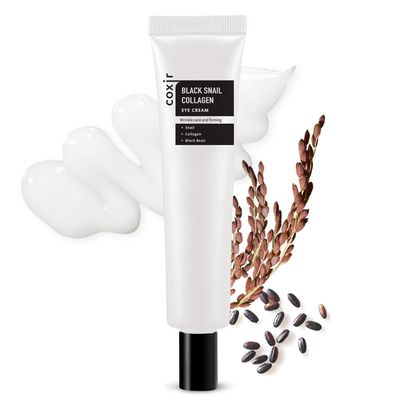 coxir BLACK SNAIL COLLAGEN EYE CREAM l Black Rice, Snail Mucin, Niacinamide, Collagen l Firming, Eye Puffiness, Dark Circles l Good for Christmas Stocking Stuffers l Cruelty-Free 30ml1.01 fl.oz