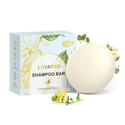 LOYATRO Ylang Ylang Shampoo Bar for Hair Solid Soap, Deep Cleansing Hair Shampoo for Fine Oily Hair 3 oz
