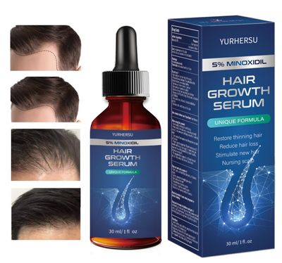 Hair Growth Serum, 5 Minoxidil, With Biotin Glycerin, for Men&#39;s Beard Women&#39;s Hair Regrowth, Anti Hair Loss Treatment, Make Hair Stronger Thicker Longer, 1 fl oz (30 ml)