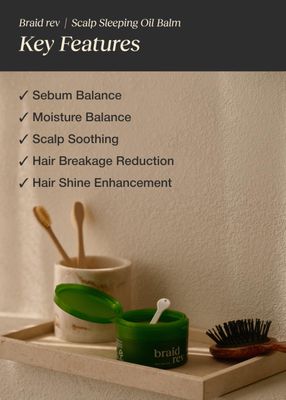 Bephor Braid Rev Scalp Sleeping Oil Balm, Balm-to-Oil Formula, Nourishing for Dry Scalp with Coconut Oil Shea Butter, Reduces Excess Oil Strengthens Hair Roots for Less Breakage, 2.65 oz