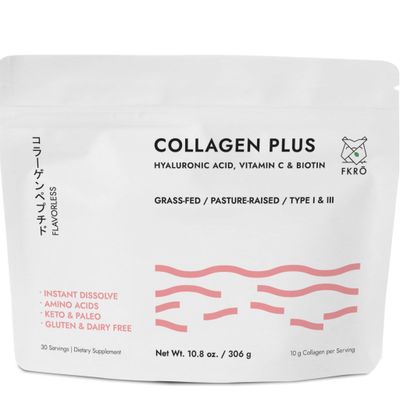 FKRO Collagen Plus w Biotin, Hyaluronic Acid Vitamin C - Healthy Hair, Skin Nails - Naturally Sourced Type I III Hydrolyzed Collagen Powder, Unflavored - 30 Servings, 10.8oz