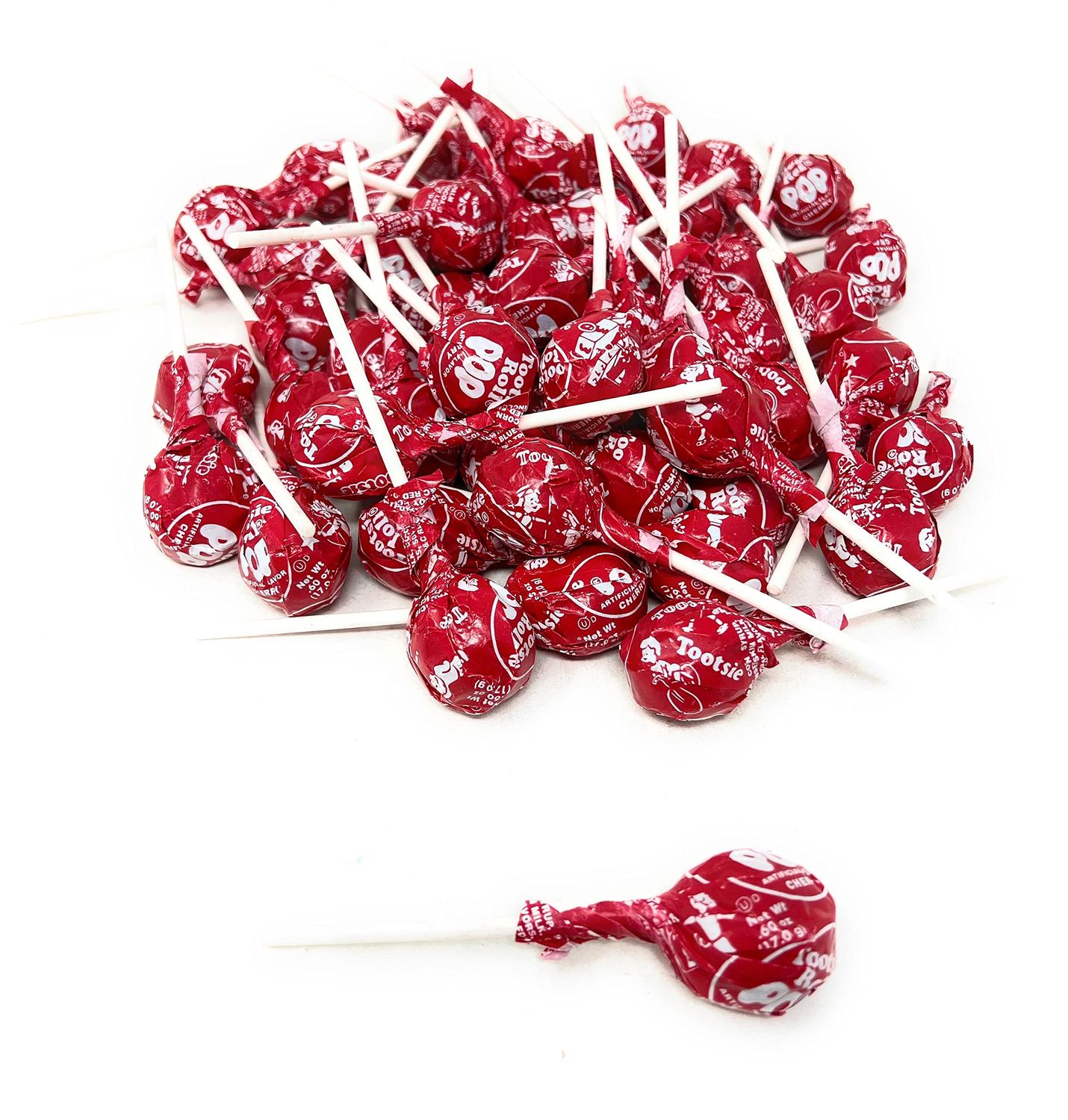 Cherry Red Tootsie Pops Bulk Candy 50 Count Lollipops Suckers Variety Value Pack Aprox. 2.25 lbs (36 Oz)