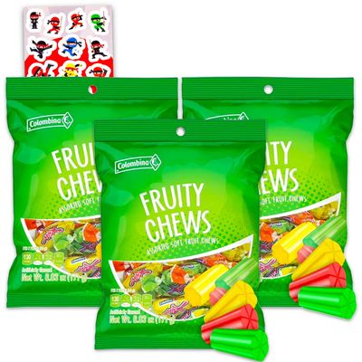 Colombina Assorted Fruit Gummies (18 Oz) - Pantry Birthday Party Favors Fruit Gummy Candy Snack Pack Bundle with 3 Fruity Sweet Treat Bags, More Kids Snacks for School Lunch