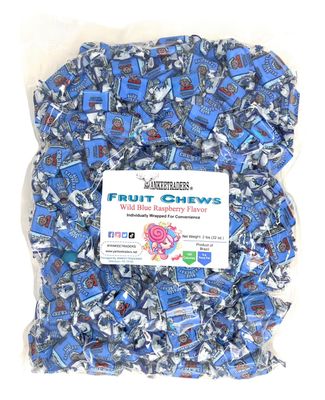 Wild Blue Raspberry Flavored Fruit Chews, 2 Pounds Bulk