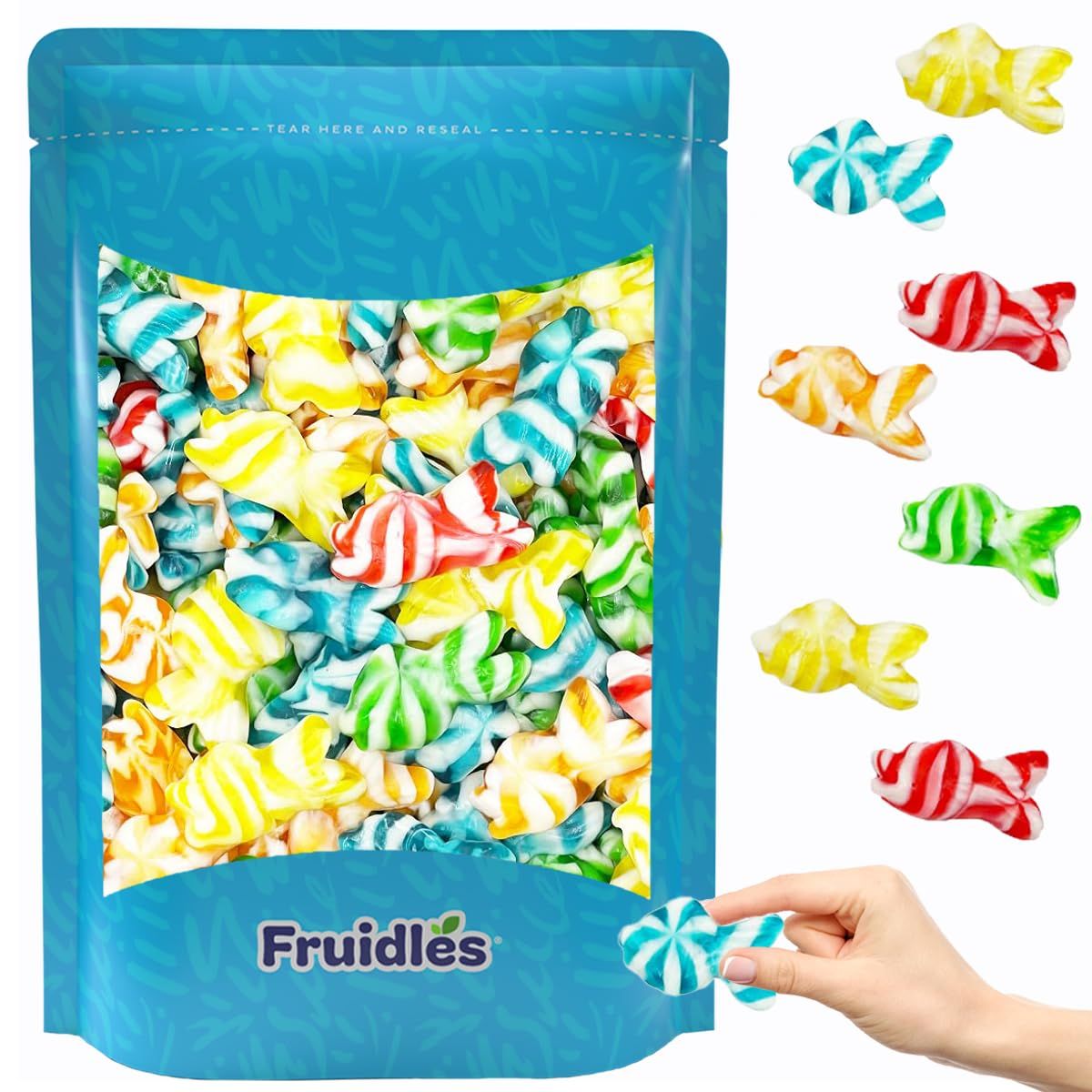 Fruidles Assorted Swirly Gummi Fish Candy, Delicious Fruit Flavors Gummies (Half-Pound)