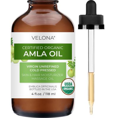 velona Amla Oil USDA Certified Organic - 4 Fl Oz 100 Pure and Natural Carrier Oil Extra Virgin, Unrefined, Cold Pressed