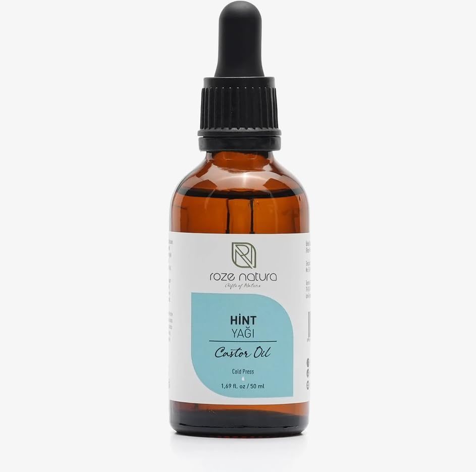 ROZE NATURA Castor Oil Eyelash Eyebrow Growth Serum, Promotes Lush Long Eyelashes Bold Eyebrows, Stimulates Hair Growth, Reduces Hair Loss, Clear
