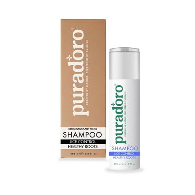 Puradoro Lice Control Healthy Roots Shampoo - Natural Defence Against Head Lice, Nits Eggs for Kids Adults with Neem, Tea Tree Lavender, Gentle on Scalp, Infused with Coconut Oil