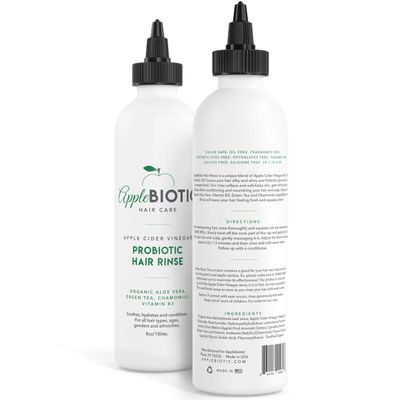Applebiotic Apple Cider Vinegar Hair Rinse - Gentle Scalp Cleanser to Clarify Remove Product Buildup - Dry, Itchy Scalp Treatment, Silicone Sulfate Free, 8 oz